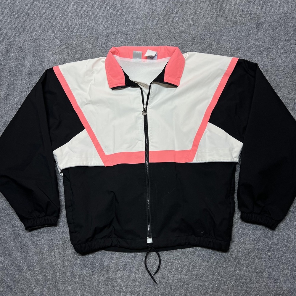 Vintage Asics Jacket Womens Large White Black Pink GORE-TEX Windbreaker 90s